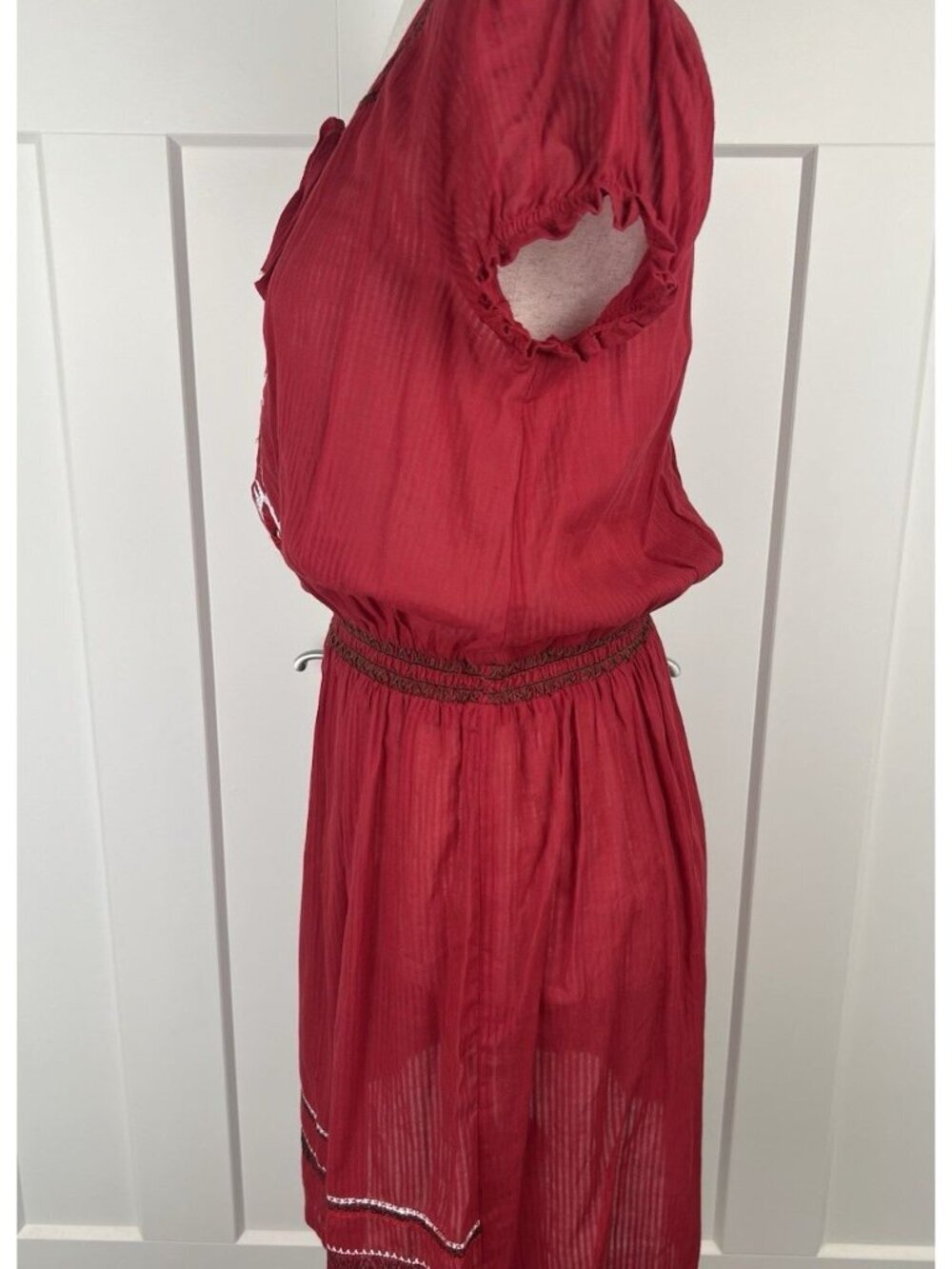 Scully Honey Creek NWT Red Embroidered Peasant Dress M Western Boho Cotton - Picture 6 of 11